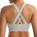 RUNNING GIRL Sports Bras for Women High Support, Criss-Cross Back Strappy Sports Bras for Women with Sewn in Pads(WX3081_Grey_XL)