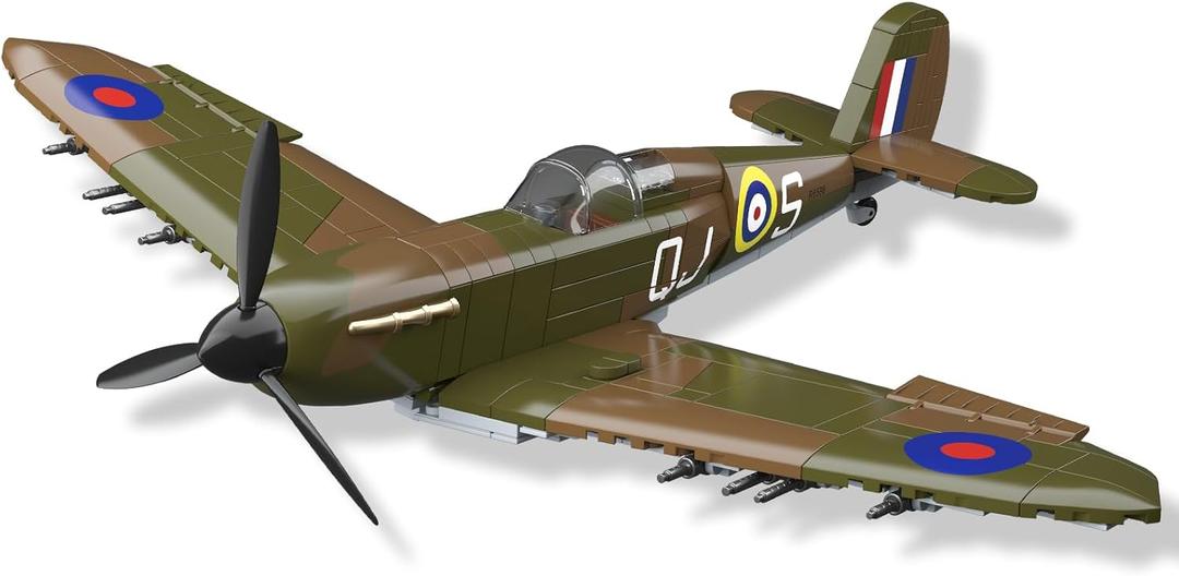 WW2 Military Fighter Jet UK Spitfire F.MK.la Plane Building Block Set, 682PCS Army Airplane Models Kit, Compatible with Lego,Airplane Toys Gifts for Ages 6+ Kid and Adult