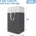 BlissTotes 3-Pack Laundry Basket, FreestandingWaterproof Laundry Hamper, Collapsible Tall Clothes Hamper with Easy Carry Handles for Clothes, Towels in the Family and Dorm,Clover Black,88L