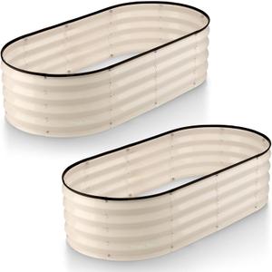 Galvanized Raised Garden Beds Outdoor // 421 ft (2-Pack) Planter Raised Beds for Gardening, Vegetables, Flowers // Large Metal Garden Box (White) // Patented Tool-Free Design