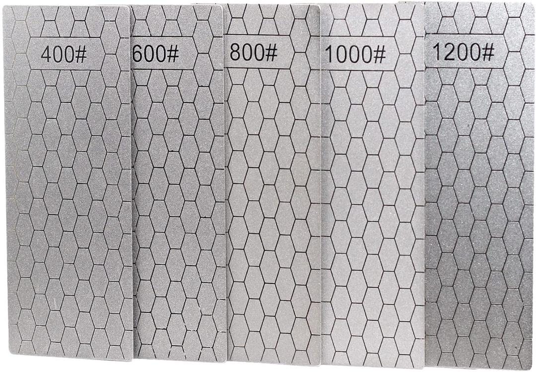 5 Pieces Diamond Sharpening Stone Set,Diamond Lapping Plate Coarse/Medium/Fine Grit Sharpener,400/600/800/1000/1200 Grit