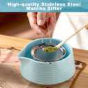 Matcha Whisk Set,Includes Ceramic Matcha Bowl, Bamboo Matcha Whisk and Holder, Bamboo Scoop and Spoon, Scoop Rest, Sifter and Tea Towel,Traditional Japanese Matcha Tea Ceremony Set Gift(Blue)