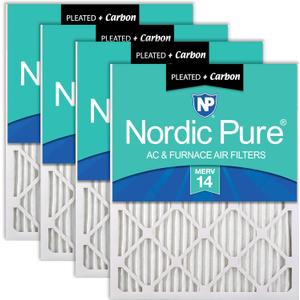 Nordic Pure 20x24x1 (Actual Size: 19 1/2 x 23 7/16 x 3/4) Pleated Air Filters MERV 14 Plus Carbon 4 Pack