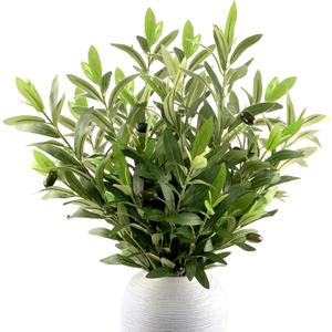 8 Pcs Artificial Olive Branches for Vase, 22" Fake Greenery Olive Leaves Stems Faux Tabletop DIY Plants for Home Office Cafe Wedding Party Decor (4 Branches)