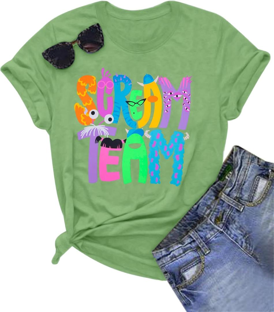 Halloween Shirt for Women Ghost Graphic T Shirts Cute Halloween Party Tee Top (Green, S)