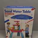 Kids Sand Water Table for Toddlers with Umbrella/Water Pumb, 3-Tier Outdoor Water Sand Play Table Beach Toys, Summer Splash Activity Sensory Table Party Birthday Gift for Kids 3 4 5 6 7 8(Red)