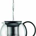 Bodum 34oz Assam Glass Tea Press with Stainless Steel Filter, Black Plastic Lid