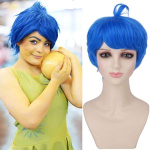 Short Blue Wig for Women Costume Joyful Funny Blue Anime Wigs for Halloween Party Costume