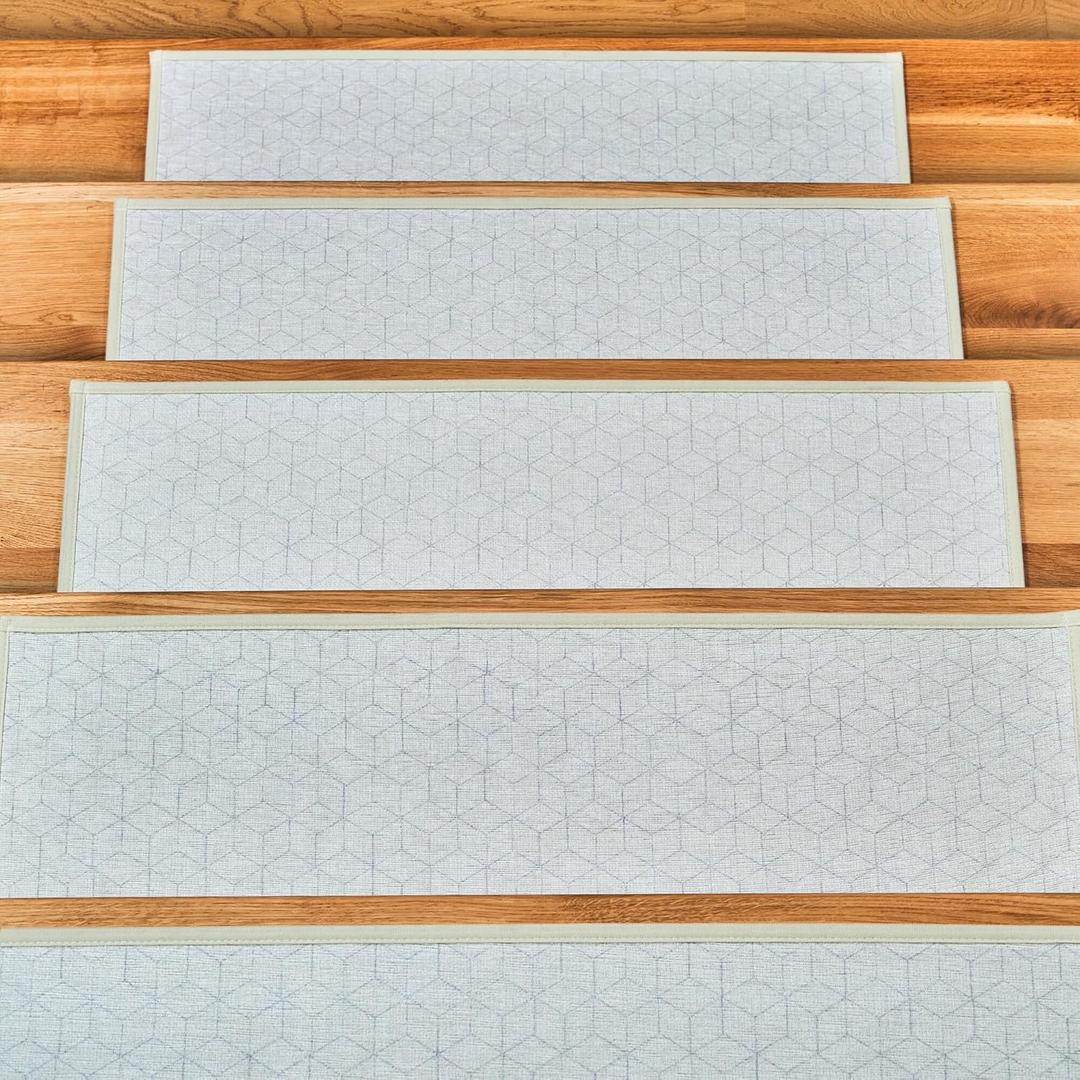 Carpet Stair Treads Non-Slip Geometric  9x30 (15-Pack) Runners for Wooden Steps