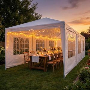 HOTEEL 10x30 Party Tent, 300 Sq Ft Outdoor Canopy with 8 Removable Sidewalls, 2 Zipper Doors, 16 Ropes and 36 Stakes, Carpas para Fiestas for Baby Shower BBQ Wedding Backyard Event, White
