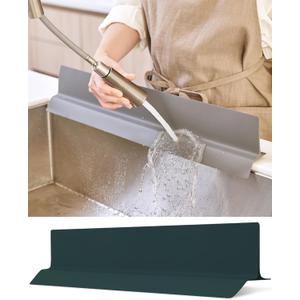 DEARCUS Kitchen Sink Splash Guard 23 Inch Soft Silicone Water Shield Keeps Clothes & Countertops Dry, Strong Suction Non-Slip, No More Wet Sleeves or Sore Arms Dishwasher Safe (Deep Green)