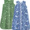 Unnivoll Fleece Baby Sleep Sack 0-6 Months 2.0 Tog Baby Wearable Blanket with 2-Way Zipper Warm Sleeping Sack for Infant Newborn - Small Blue Green Planet