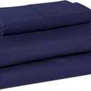 Amazon Basics Organic Cotton Sheet Set with 1-Piece Pillowcase, Navy Blue, Twin