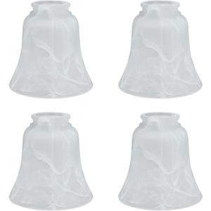 Aspen Creative 23030-4 Transitional Alabaster Bell Shape Ceiling Fan Glass Shade 2-1/8" Fitter, 4-3/4" D x 4-3/4" H, 4 Pack