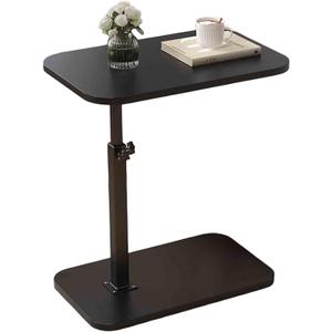 End Table Side Table Coffee Table Black C Shaped Table with Metal Frame Height Adjustable Nightstand Table Beside Table Laptop Table, Portable Mobile Laptop Stand, 40x30cm