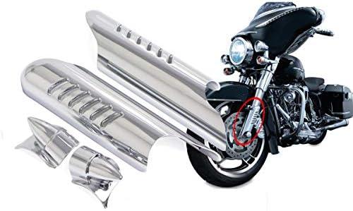 BID4ZE Chrome Lower Fork Leg Cover Deflectors Guard Cover for Harley Touring Electra Road Street Tri Glide 2000-2013, Chro