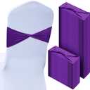 CHENGU 100 Pcs Spandex Chair Sashes Plain Bow Wedding Royal Chair Bands Without Buckle Birthday Decorations Elastic Ties Spandex Slider Sashes for Events Party Ceremony(Dark Violet)