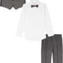 Van Heusen Boys' 4-piece Formal Suit Set, Vest, Pants, Collared Dress Shirt, and Tie Size 5