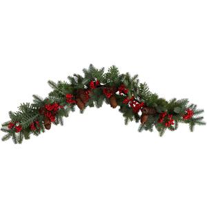Nearly Natural 40in. Pines, Red Berries and Pinecones Artificial Christmas Garland