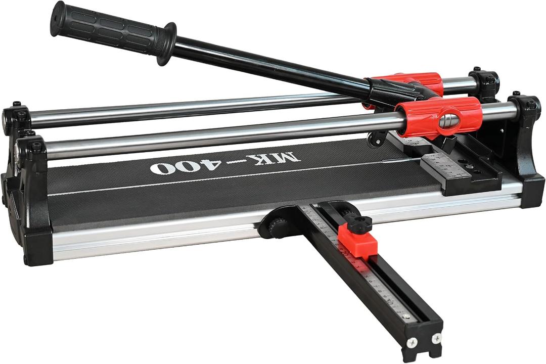 16 inch Double Guide Rails Manual Tile Cutting Machine Wide Aluminum Bottom Plate Ceramic Porcelain Floor Tile Cutter Heavy Duty 400mm/40cm R2818T040