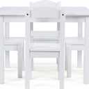 Humble Crew Kids Table and Chair Set, Toddler Activity Table with 4 Chairs for Play, Crafts, Snacks & Learning, Wooden Kids Furniture for Playroom & Bedroom, White