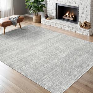 Valenrug Washable Rug - Stain Resistant Area Rugs for Living Room, Non Slip Backing Printed Rugs for Bedroom, Folable Machine Washable Area Rug (Grey, 6'x9')