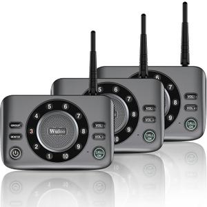 Hands-Free Two Way Intercoms Wireless for Home Business, Wuloo Upgrade Audio Intercom System for Elderly, Full Duplex Room to Room Intercom with 5280 ft Range Clear Sound Anti-Interference, 3-Pack (3 units set)