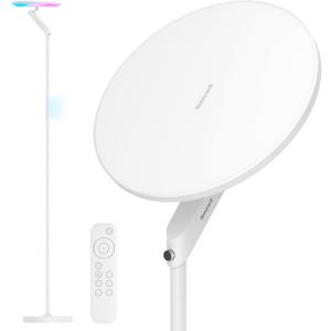 Honeywell 3000LM LED Floor Lamp, Torchiere Floor Lamps with Remote Control, F2 Sunturalux 40W Eye-Caring Reading Light, 2700-5000K 6 RGB Modes RGB Standing Lamp for Bedroom Living Room Office White
