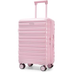 LARVENDER Carry On Luggage 22x14x9 Airline Approved, 20 Inch Expandable PC+ABS Hardside Suitcase Carry On Luggage with Spinner Wheels TSA Lock for Women Men (Pink), 20 Inch - EXT