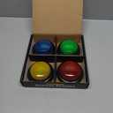 Set of 4 Trivia Game Buzzers with Lights & Sound, Family Feud & Jeopardy Quiz Buttons for Classroom, Party Games, Red/Blue/Yellow/Green