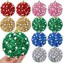 Riceshoot 12 Pcs 6 Inch Large Christmas Balls Ornaments for Tree with Peal Sparkle Sequin Big Glitter Christmas Tree Decor Xmas Shatterproof Hanging Balls for Xmas Holiday Party Supplies(Colorful)