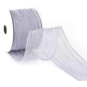 MAYREEL Dusty Purple Wired Ribbon 2.5 Inch Metallic Lavender Sheer Wire Ribbon for Easter's Day Christmas Tree Wreaths Bows Rustic Wedding Gift Wrapping Farmhouse Crafts 10 Yards