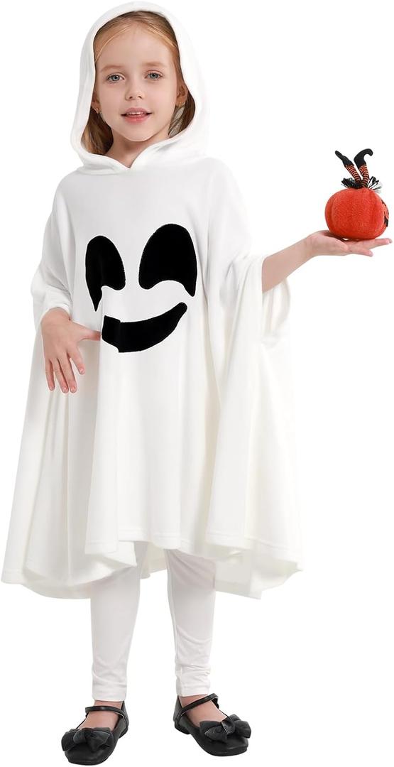 1-6Y Toddler Girls Boys Halloween Costumes Spooky Ghost Hooded Cloak Pants 2Pcs Halloween Party Ghostly Costume Set (3-4 Years)