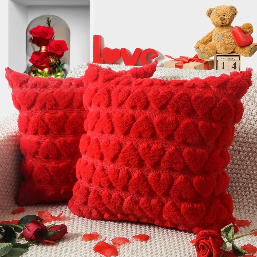 Mother's Day Throw Pillow Covers, Set of 2 Mother's Day Throw Pillow Covers,18x18 Inch Luxury Soft Heart Decorative Pillowcase Cushion Cover Wedding Home Decor for Sofa Living Room Couch Bed