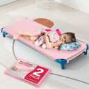 2 Pcs Cot Sheets for Daycare, 23" x 51", Pink Daycare Cot Size Sheet with Corner Elastic Loops for Child Boys Girls, Daycare Essentials for Toddler and Preschool, Breathable Microfiber, Pink 