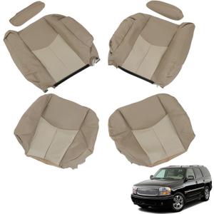 munirater 6Pcs Tan Bottom and Top Seat Cover Front Driver Passenger Replacement for 2003-2006 Yukon Sierra