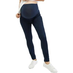 Motherhood Maternity Women's Plus Size Indigo Blue Super Stretch Secret Fit Belly Skinny Denim Jean, Dark Wash with Navy Stitching, 1X