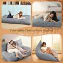 Honeydak 3 in 1 Giant Bean Bag Chair Cover Only (No Filler) Convertible Stuffed Animal Storage Bean Bag Large Lazy Floor Sofa Cover Soft Washable for Living Room Bedroom(Light Grey,Rabbit Fur)
