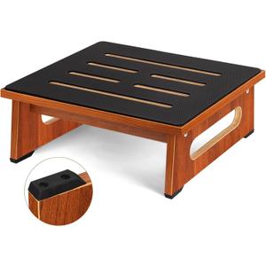 Step Stool, Bed Steps for High Beds for Adults with Non-Slip Rubber Stepping Surface and Handles, 450 LBS Capacity for Bedroom Kitchen Bathroom, or Bedside, Senior Support (Brown)