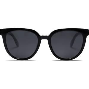 SOJOS Trendy Cat Eye Round Polarized Sunglasses for Women Fashion UV Protection Sunnies Sunglasses SJ2175 (Dark Black)