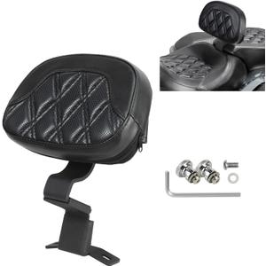 Motorcycle Front Driver Rider Backrest Pad Compatible for Harley Touring Street Glide Road King Road Glide Electra Glide CVO 2009-2022, Adjustable Motorcycle Front Driver Backrest Pad (Black Stitching-Diamond Pattern)