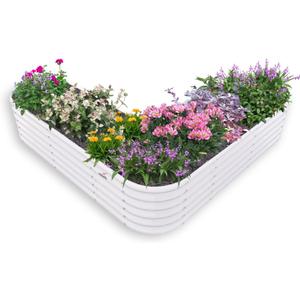 A ANLEOLIFE Heart-Shaped Galvanized Raised Garden Beds Outdoor,81x81x18in Large Metal Planter Box for Planting Vegetables Flowers Herb, Anti-Rust & Easy-Setup, Antique White