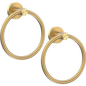 SetSail Towel Holder for Bathroom Wall Gold Towel Ring Stainless Steel Hand Towel Holder for Bathroom, Kitchen Drill Hole, 2 Packs