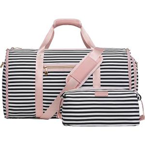 Weekender Bags for Women - 21" Travel Duffle with Shoe Compartment - Carry On Overnight Duffel for Weekend Travel & Business Trips, 3 PCS, Pink