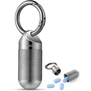 TISUR Titanium Keychain Pill Holder Small Metal Pill Case, Pill Organizer Portable Waterproof Pill Container, Travel Pill Bottle Box for Purse (Large-0.63inch)