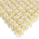INSUNSIX Fake Roses,200PCS Artificial Stemless Roses 1.97in Foam Roses Flower Heads for Craft DIY Wedding Party Home Decoration(Cream Yellow)