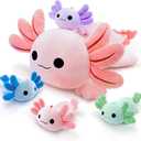 Axolotl PlushCute Axolotl Mommy Stuffed Animal with 4 Baby Axolotl Plushies in TummyKawaii Axolotl Plush Toy Gift for Kids Girls Boys