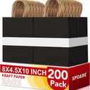XPCARE Black Paper Bags with Handles, 200Pcs 8x4.5x10In Kraft Paper Bag, 1 Count