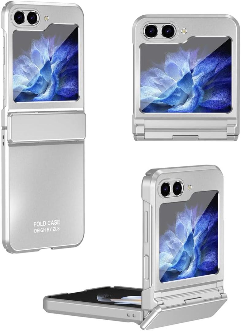 Case for Samsung Galaxy Z Flip 5 with Hinge Protection, Slim Phone Case [Anti-Drop] [Anti-Scratch] Ultra Thin Hard PC Back Shockproof Protector Cover for Samsung Galaxy Z Flip 5 5G (Silver)