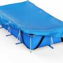 Reinmoson Rectangle Pool Covers for Above Ground Pools Fits 12 x 7 to 15 x 8 Pools, Rectangular Inflatable Pool Cover with Elastic Edge & Integrated Drawstring for Bestway/Intex/Coleman Pool